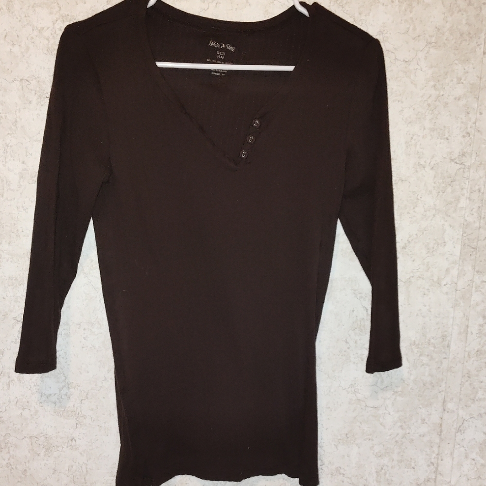 White Swan Brown Fitted Top